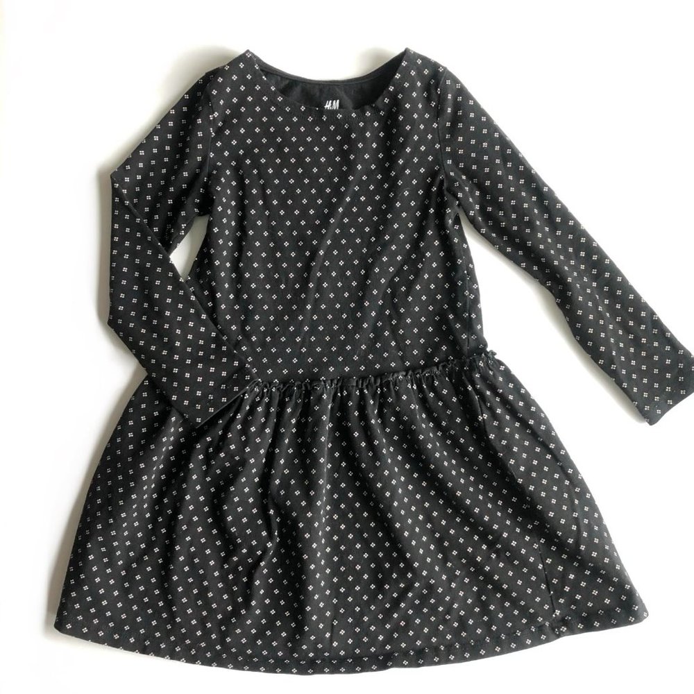 H&M Black Organic Cotton Long Sleeve Dress